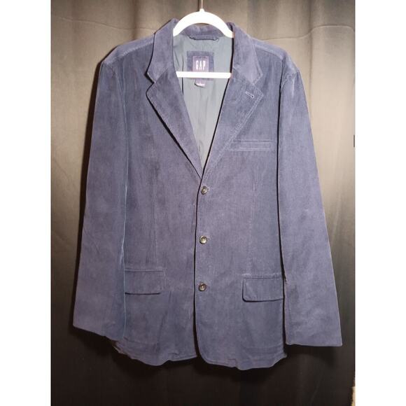GAP Other - Gap Blazer Mens Large Blue Corduroy Jacket 3 Button Sport Coat Lined Preppy Work